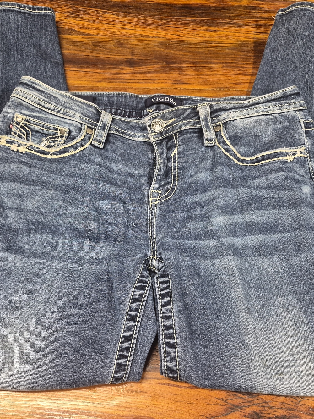 Vigoss Women's Medium Blue Boot Cut Jeans with Contrast Stitching